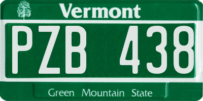 VT license plate PZB438