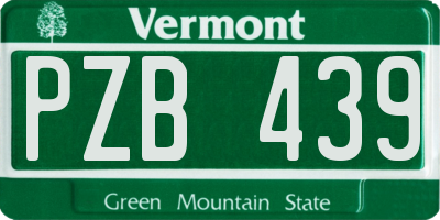 VT license plate PZB439