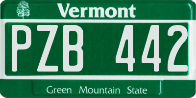 VT license plate PZB442