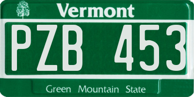 VT license plate PZB453