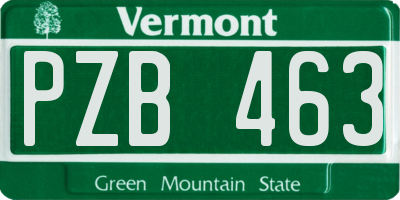 VT license plate PZB463