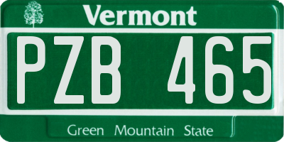 VT license plate PZB465