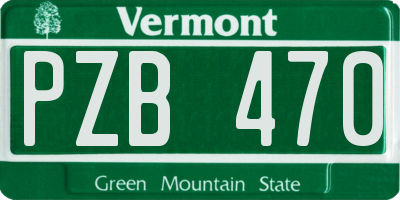 VT license plate PZB470