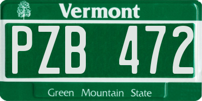 VT license plate PZB472