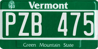 VT license plate PZB475
