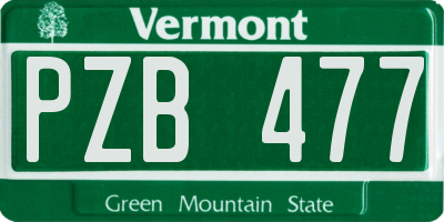 VT license plate PZB477