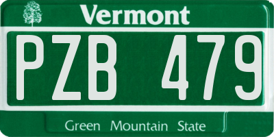 VT license plate PZB479