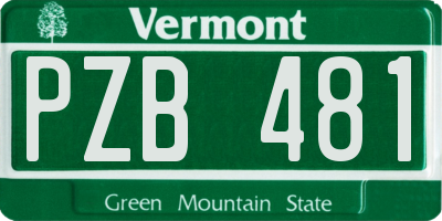 VT license plate PZB481