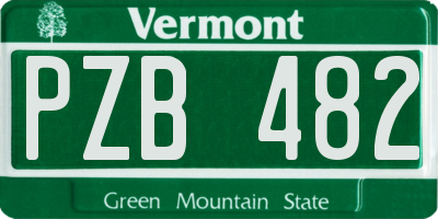 VT license plate PZB482