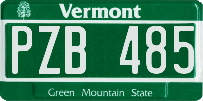 VT license plate PZB485