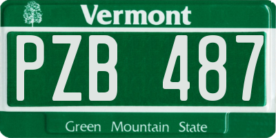 VT license plate PZB487