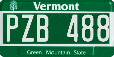 VT license plate PZB488