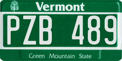 VT license plate PZB489