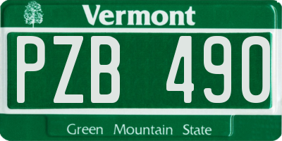 VT license plate PZB490