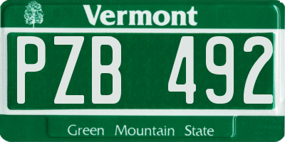 VT license plate PZB492