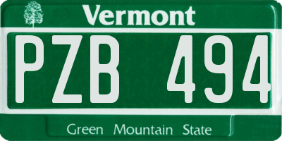 VT license plate PZB494