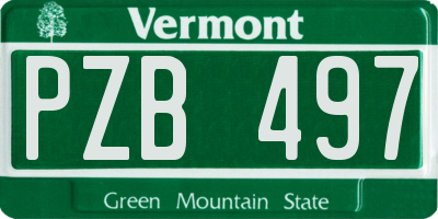 VT license plate PZB497