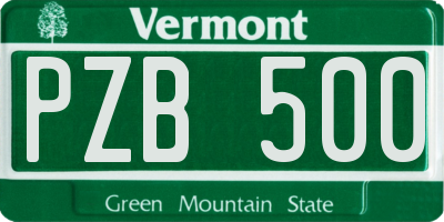 VT license plate PZB500