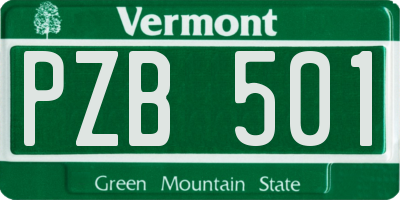 VT license plate PZB501