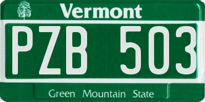 VT license plate PZB503