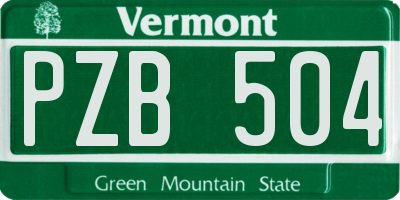 VT license plate PZB504