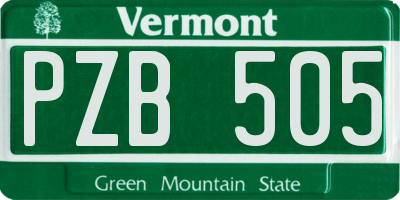 VT license plate PZB505