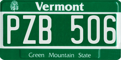 VT license plate PZB506