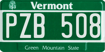 VT license plate PZB508