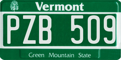 VT license plate PZB509