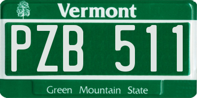 VT license plate PZB511