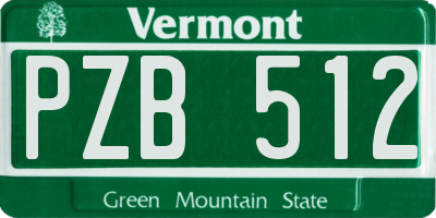 VT license plate PZB512