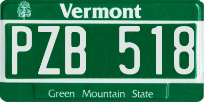 VT license plate PZB518