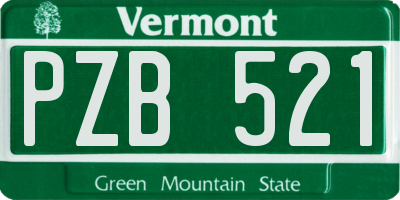 VT license plate PZB521