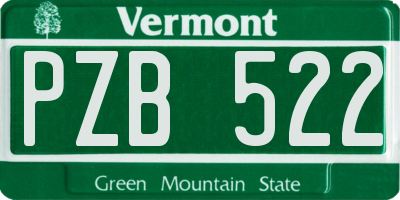 VT license plate PZB522