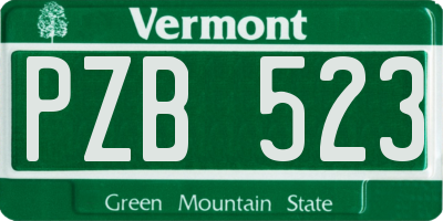 VT license plate PZB523