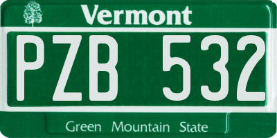 VT license plate PZB532