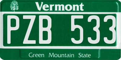 VT license plate PZB533