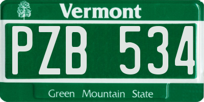 VT license plate PZB534