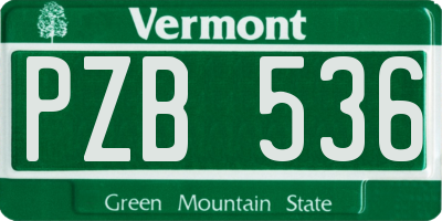 VT license plate PZB536