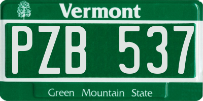 VT license plate PZB537