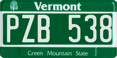 VT license plate PZB538
