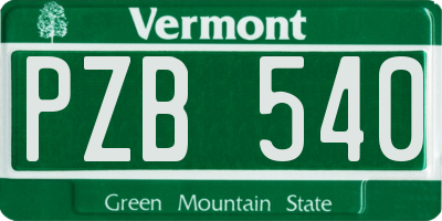 VT license plate PZB540
