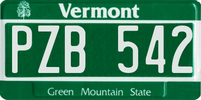 VT license plate PZB542