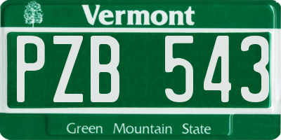 VT license plate PZB543