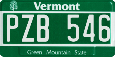 VT license plate PZB546