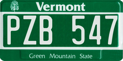 VT license plate PZB547