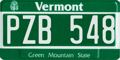 VT license plate PZB548