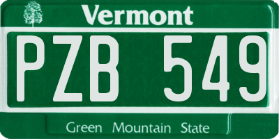 VT license plate PZB549