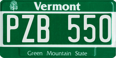 VT license plate PZB550