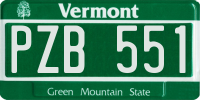 VT license plate PZB551